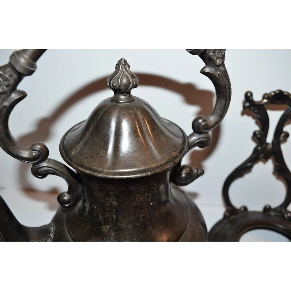 Vtg Sheridan Silver on copper Tilt Tea Pot Coffee Stand No Warmer silverplate